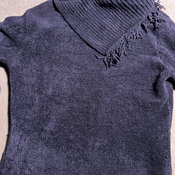 Tally Ho Sz Small Black Knitted Finge Neck Oversized Sweater (D) - Picture 7 of 7